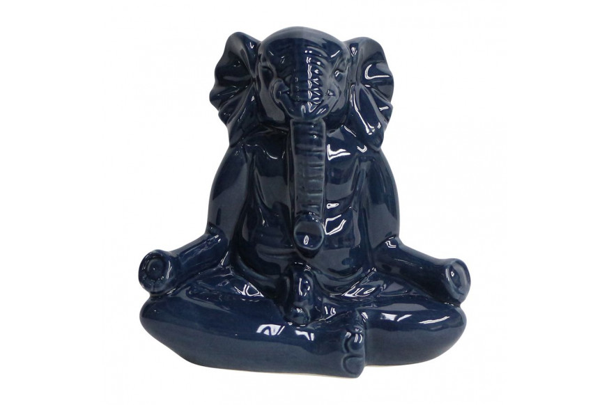 Sagebrook™ 7" Ceramic Yoga Elephant - Navy Blue