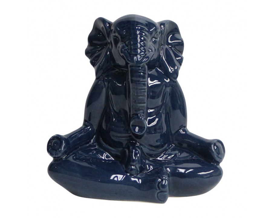 Sagebrook 7" Ceramic Yoga Elephant - Navy Blue