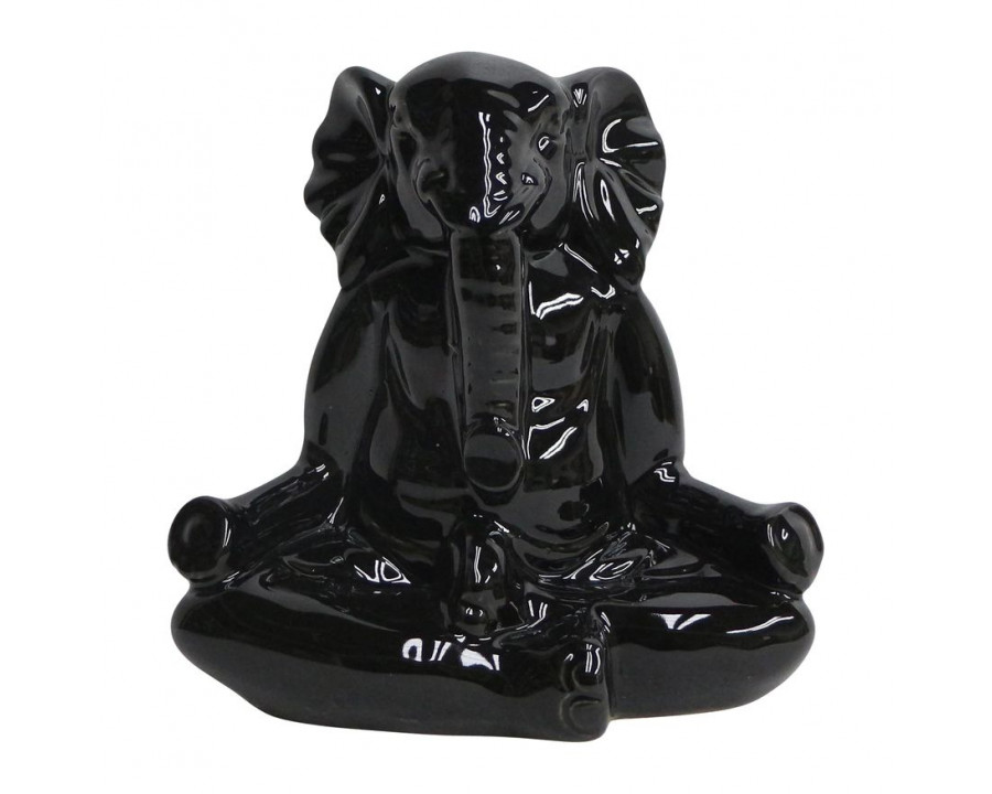 Sagebrook 7" Ceramic Yoga Elephant - Black