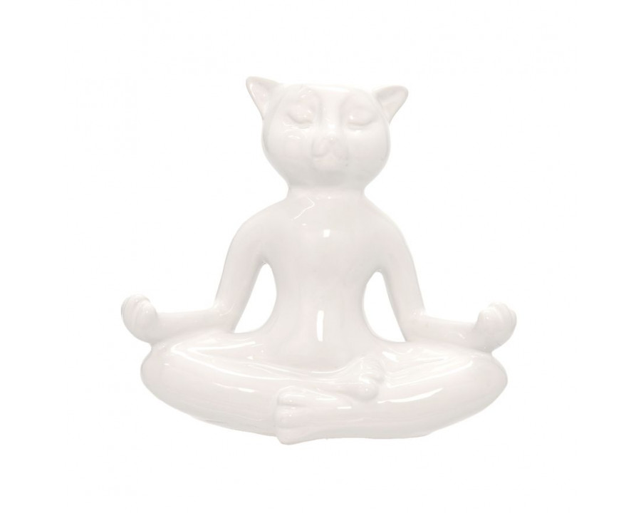 Sagebrook 7" Ceramic Yoga Cat - White