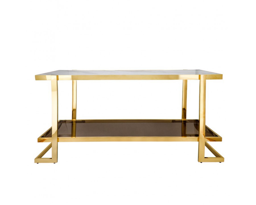 Sagebrook Metal/Marble Glass Console Table - Gold/White