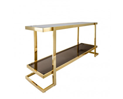 Sagebrook Metal/Marble Glass Console Table - Gold/White