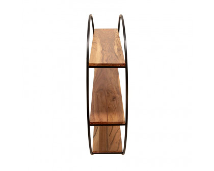 Sagebrook - Wood/Metal Round Wall Shelf in Brown