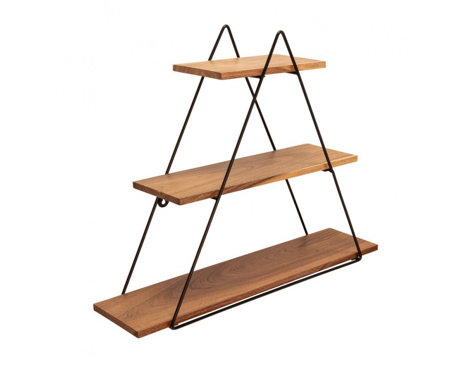 Sagebrook - Metal/Wood Triangle Wall Shelf in Brown