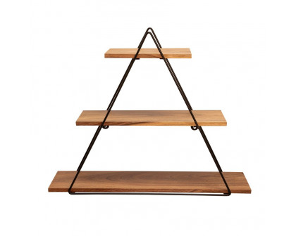 Sagebrook - Metal/Wood Triangle Wall Shelf in Brown