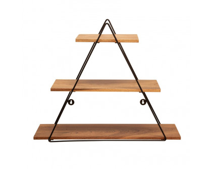 Sagebrook - Metal/Wood Triangle Wall Shelf in Brown