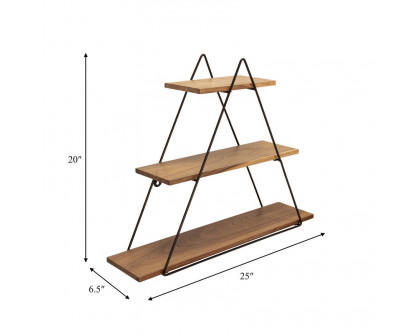 Sagebrook - Metal/Wood Triangle Wall Shelf in Brown