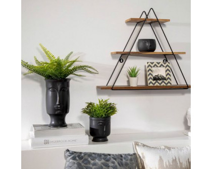 Sagebrook - Metal/Wood Triangle Wall Shelf in Brown