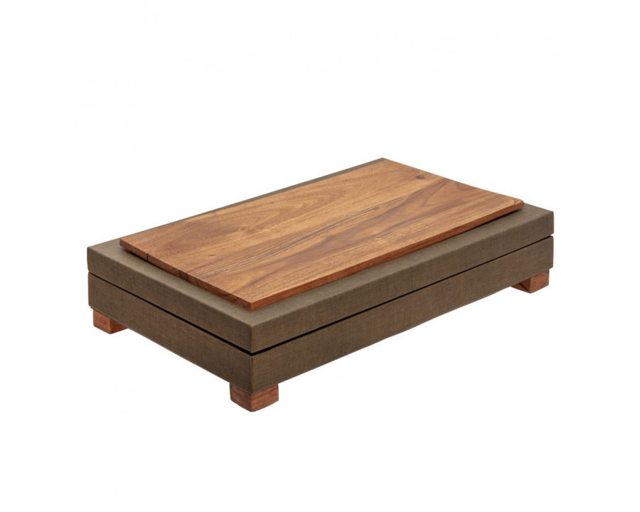 Sagebrook - 16" Wood Faux Leather Box With Legs in Green