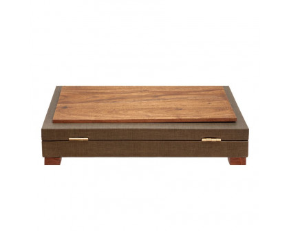 Sagebrook - 16" Wood Faux Leather Box With Legs in Green