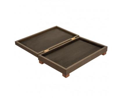 Sagebrook - 16" Wood Faux Leather Box With Legs in Green