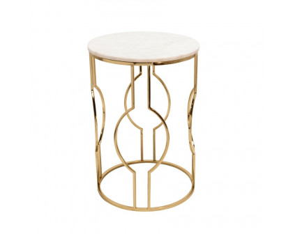 Sagebrook - Round Marble Top Accent Table Set in White