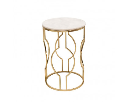 Sagebrook - Round Marble Top Accent Table Set in White