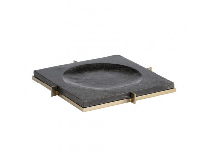 Sagebrook 12"x12" Marble Tray With Metal Base - Black