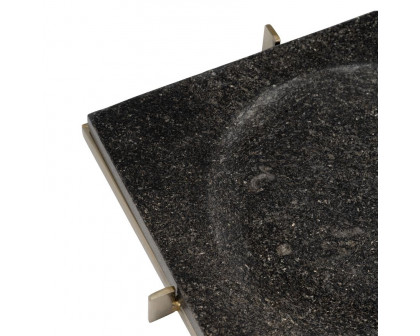 Sagebrook 12"x12" Marble Tray With Metal Base - Black