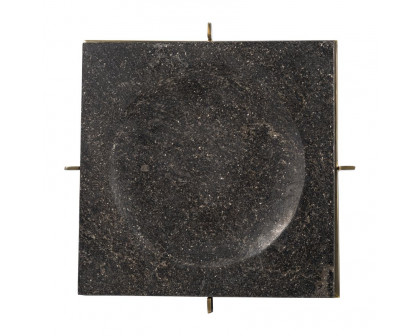 Sagebrook 12"x12" Marble Tray With Metal Base - Black