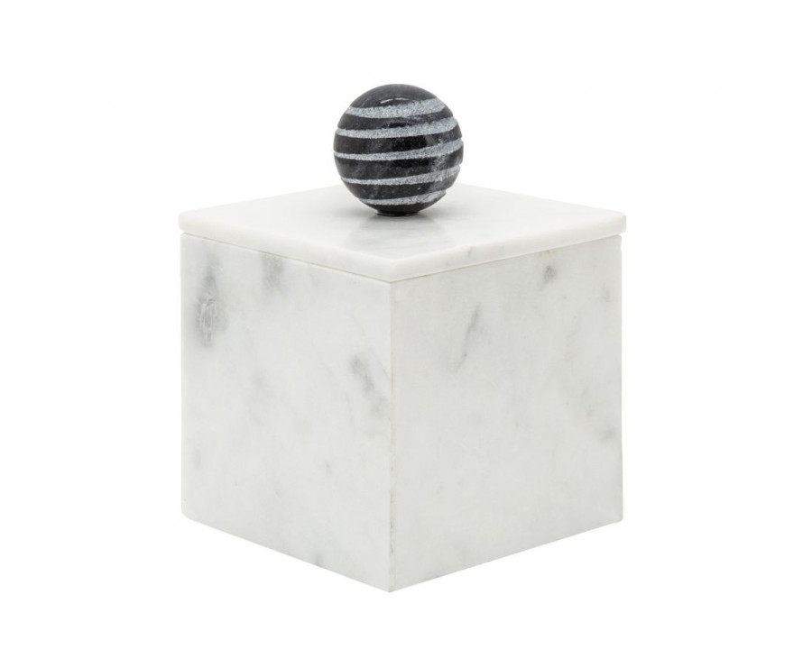 Sagebrook 7" Marble Box With Orb - White