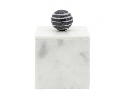 Sagebrook 7" Marble Box With Orb - White