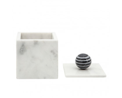 Sagebrook 7" Marble Box With Orb - White