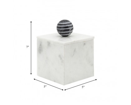 Sagebrook 7" Marble Box With Orb - White