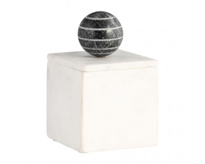 Sagebrook 6" Marble Box With Orb - White