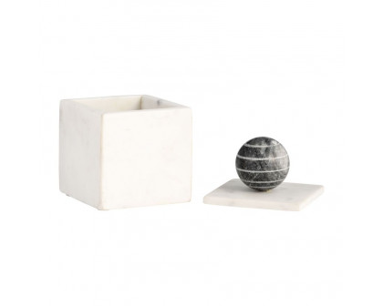 Sagebrook 6" Marble Box With Orb - White