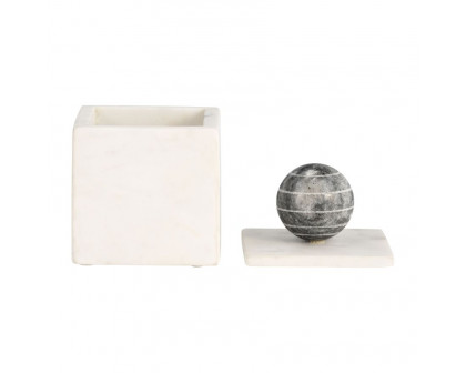 Sagebrook 6" Marble Box With Orb - White