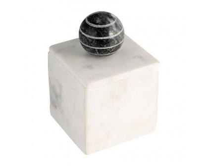 Sagebrook 6" Marble Box With Orb - White