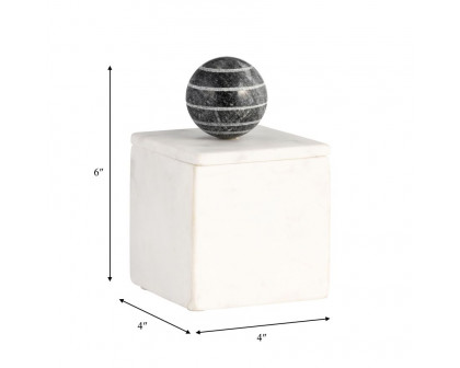 Sagebrook 6" Marble Box With Orb - White