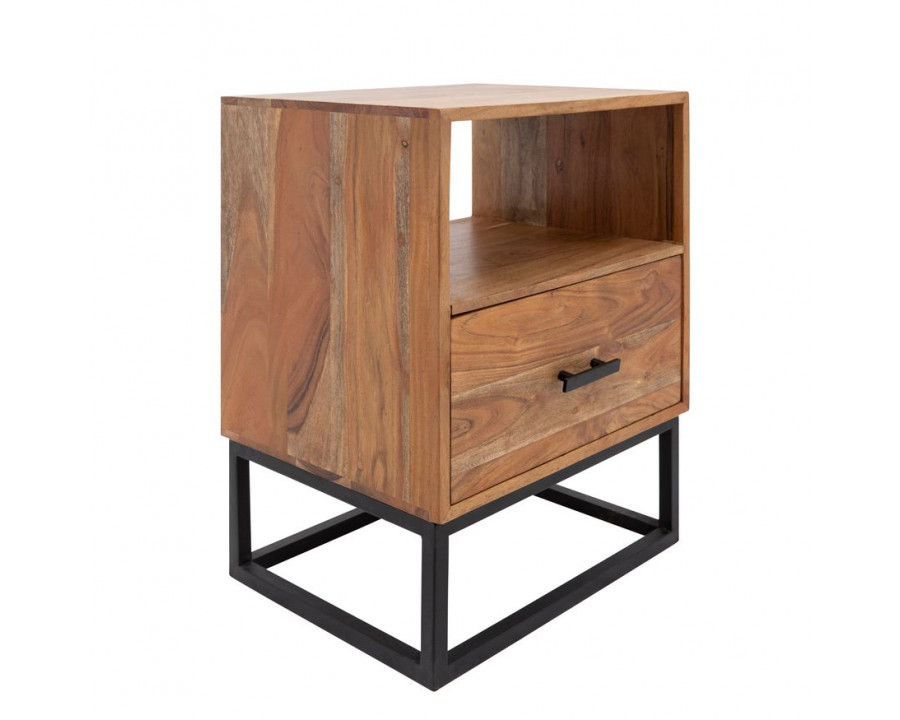 Sagebrook - Wood/Metal Side Table With Drawer in Brown