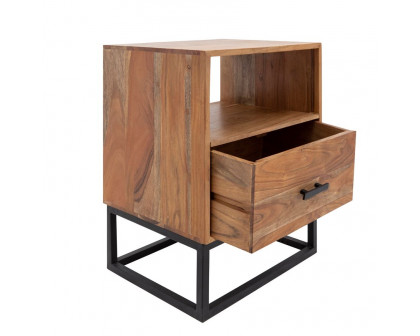 Sagebrook - Wood/Metal Side Table With Drawer in Brown