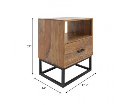 Sagebrook - Wood/Metal Side Table With Drawer in Brown