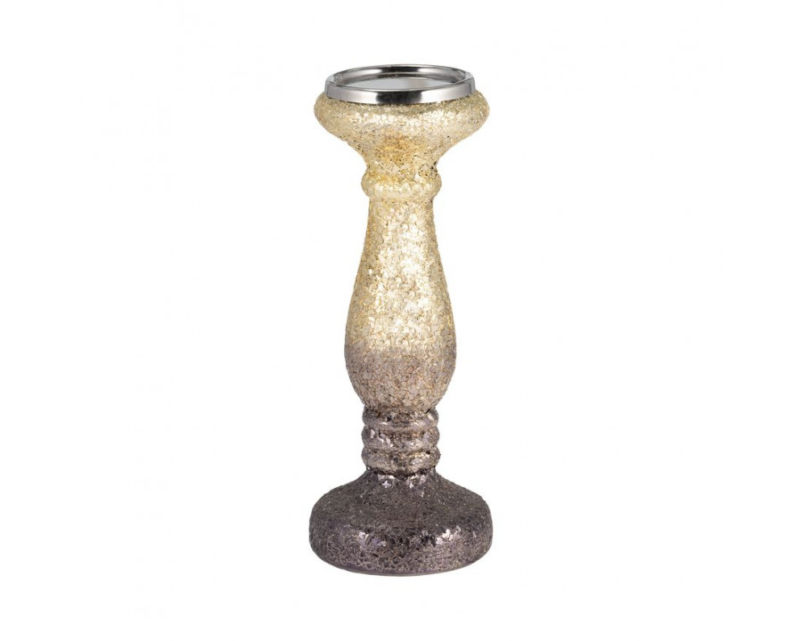 Sagebrook 12" Plum Crackled Candle Holder - Gold Purple