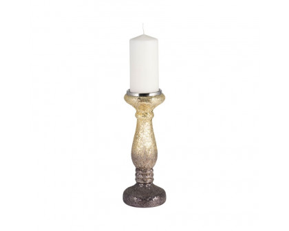 Sagebrook 12" Plum Crackled Candle Holder - Gold Purple