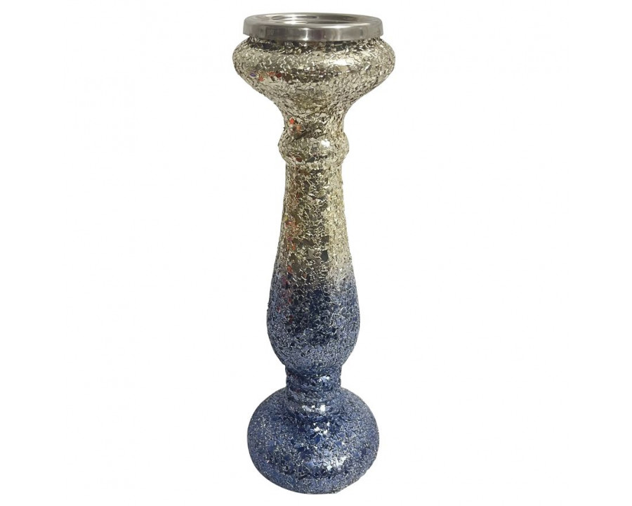 Sagebrook 15" Crackled Candle Holder - Silver Blue