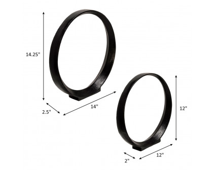 Sagebrook - 12"/14" Aluminum Ring (Set Of 2) in Black