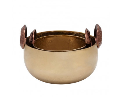 Sagebrook - 10"/12" Bowl With Handles (Set Of 2) in Gold