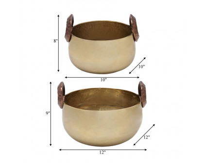 Sagebrook - 10"/12" Bowl With Handles (Set Of 2) in Gold