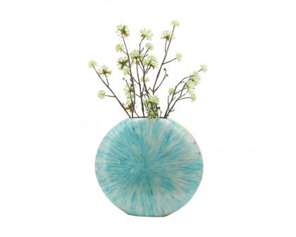 Sagebrook 10" Decorative Metal Vase - Turquoise