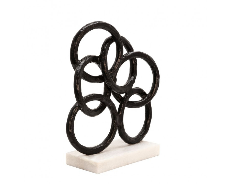 Sagebrook - 13" Metal Rings On Marble Base in Black