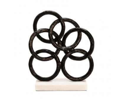 Sagebrook™ 13" Metal Rings On Marble Base - Black