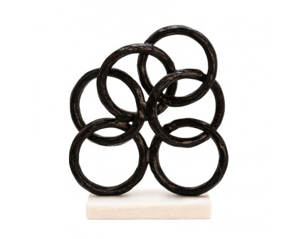 Sagebrook™ 13" Metal Rings On Marble Base - Black