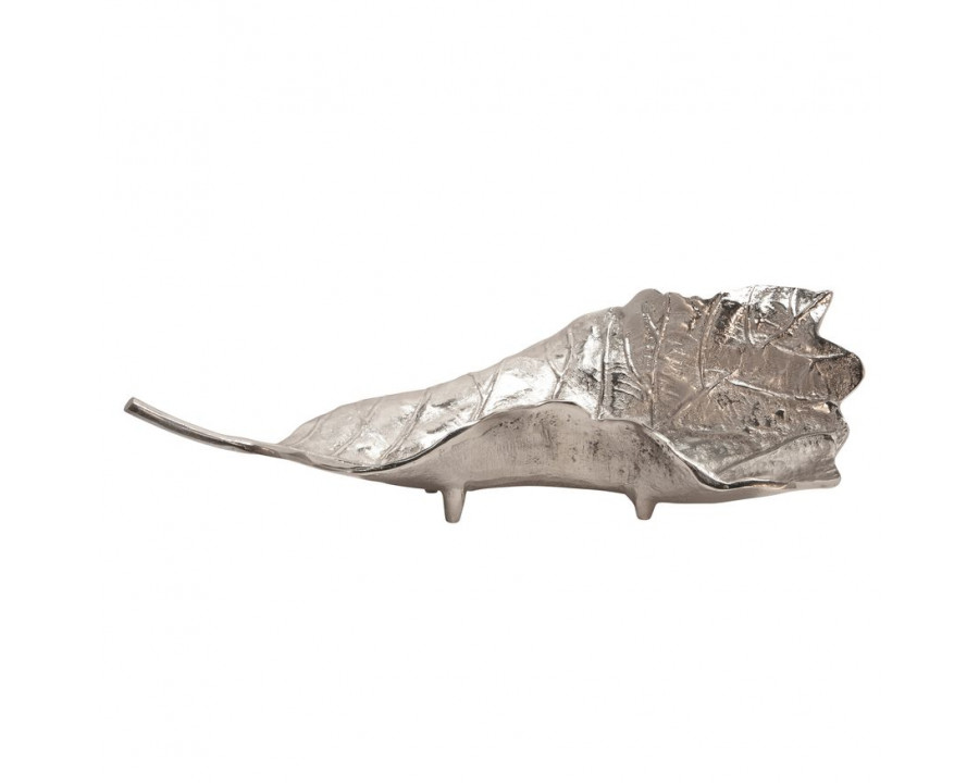 Sagebrook 21" Metal Leaf Platter - Nickel