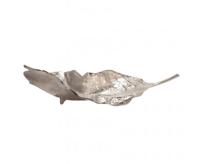 Sagebrook 21" Metal Leaf Platter - Nickel