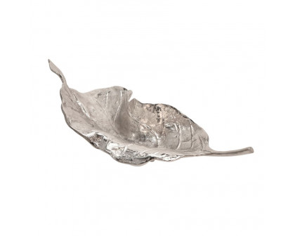 Sagebrook 21" Metal Leaf Platter - Nickel