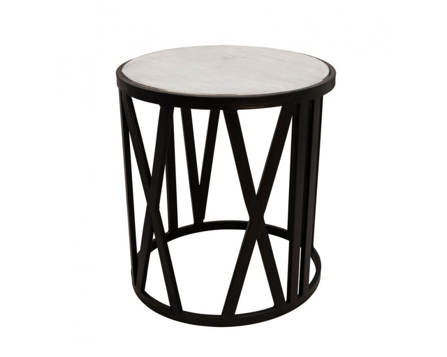 Sagebrook - Round Side Table in Black/White