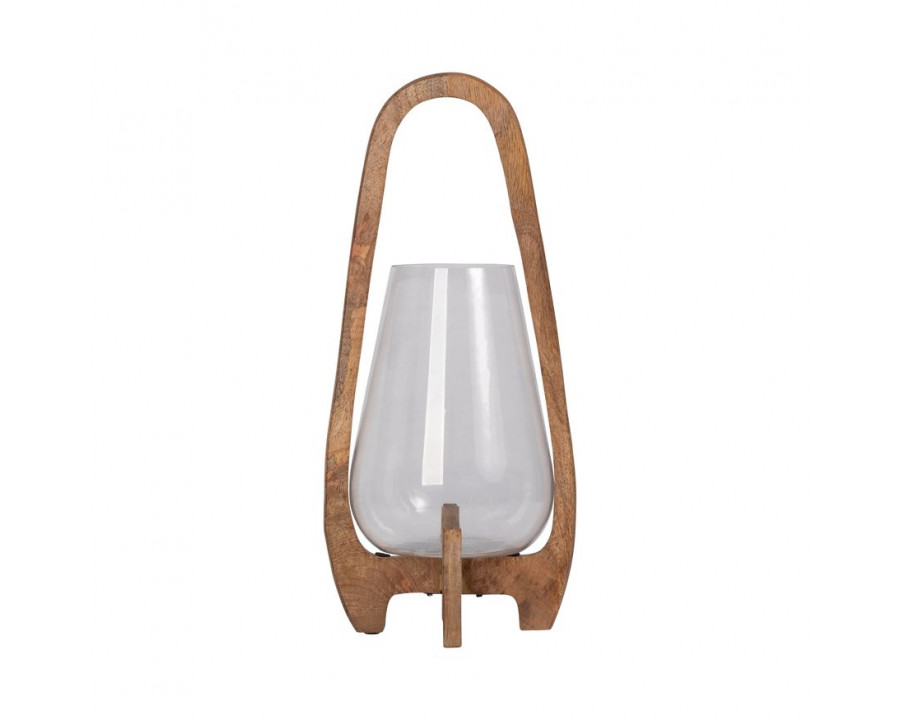 Sagebrook 18" Glass Lantern With Wood Handle - Natural