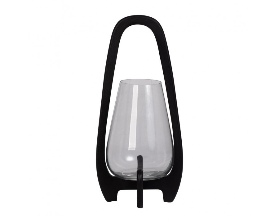 Sagebrook 18" Glass Lantern With Wood Handle - Black