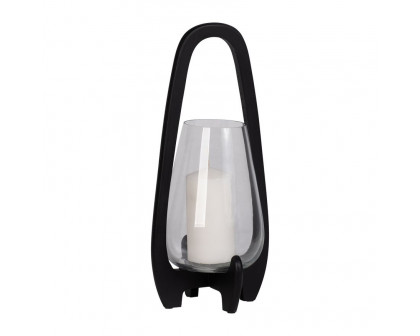 Sagebrook 18" Glass Lantern With Wood Handle - Black