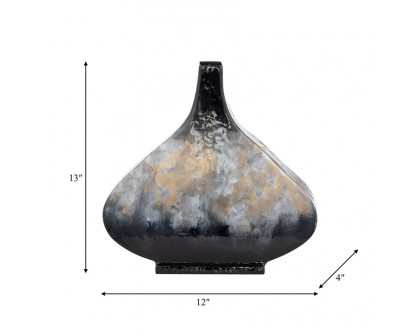 Sagebrook 13" Metal Vase - Black/Gold